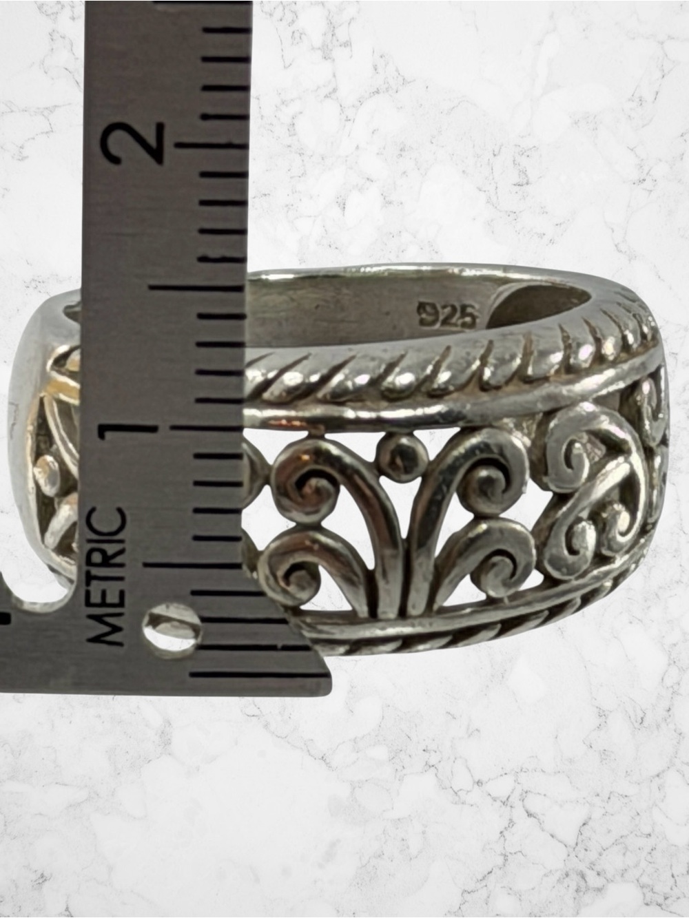 Vintage Sterling Silver 925 Ornate Scroll Rope Ring Size 7 Cheryl Wadsworth CW - Picture 6 of 9